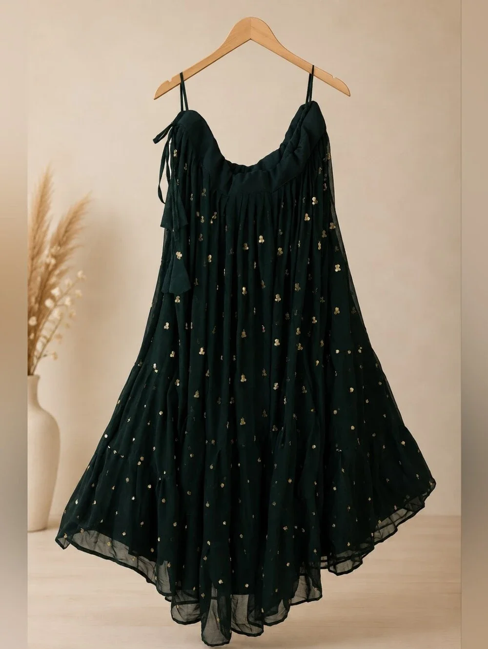 None green embroidered